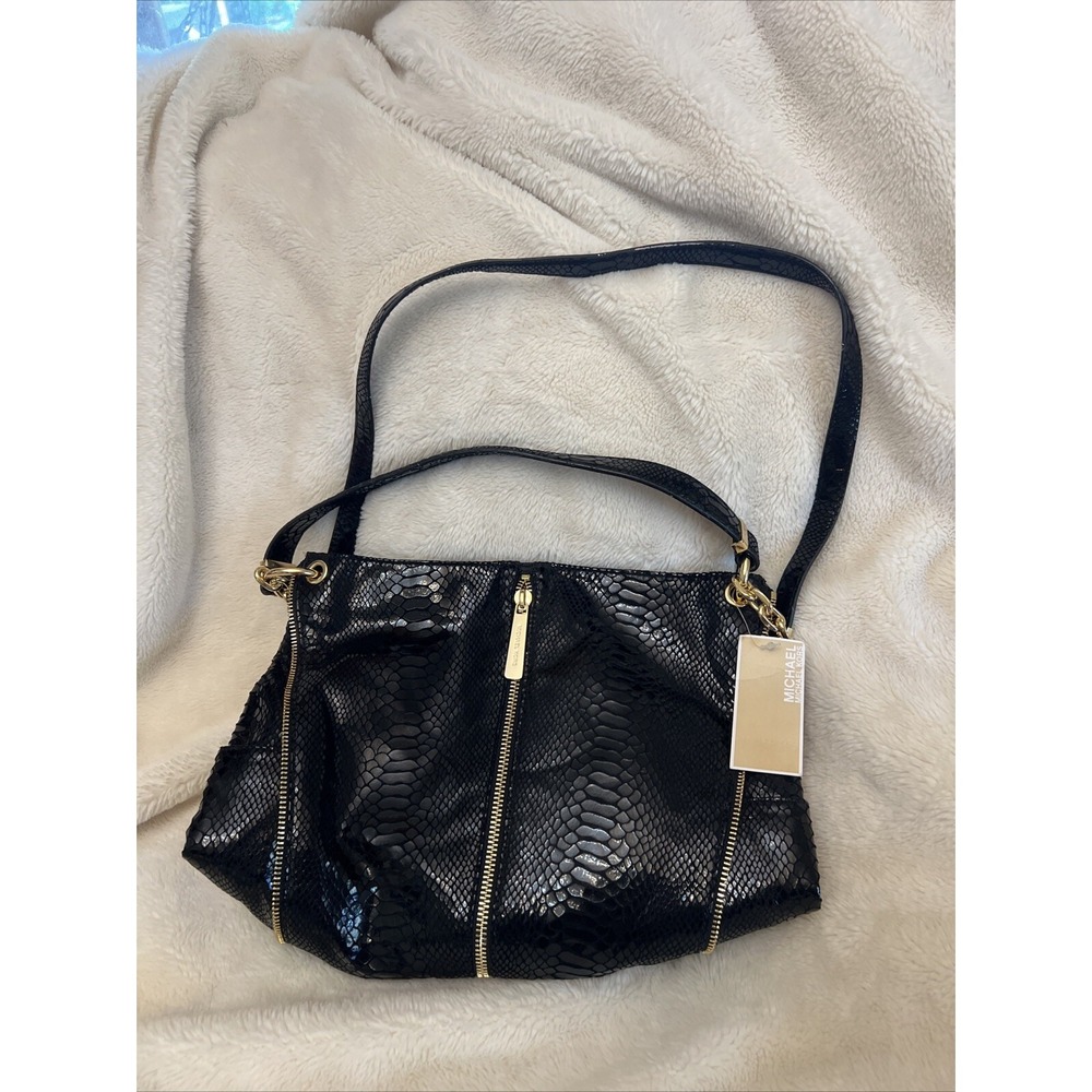 Michael Kors Newman Black Python Embossed Leather Large Hobo Bag 35F4GNWL3G